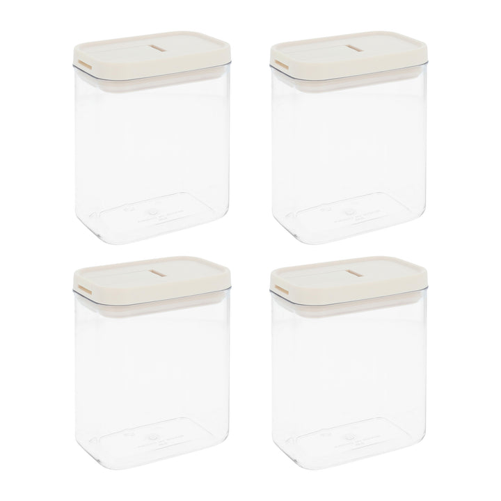 Krumble Voorraadpot rechthoek - set van 4 - 1300 ML - Plastic  - Beige