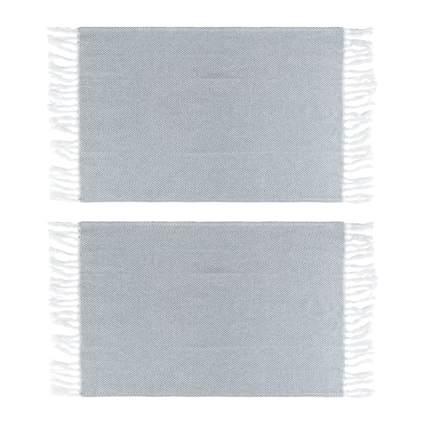 Krumble Theedoek met franjes - 38 x 62 cm - Katoen - Grijs - set van 2