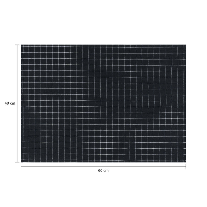 Krumble Theedoek met ruitpatroon - 40 x 60 cm - Katoen - Zwart (1)