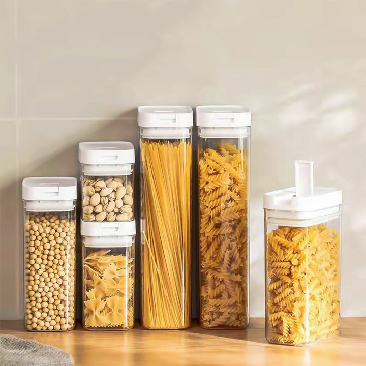 Krumble Voorraadpot rechthoek - set van 4 - 500 ML - Plastic  - Beige (4)