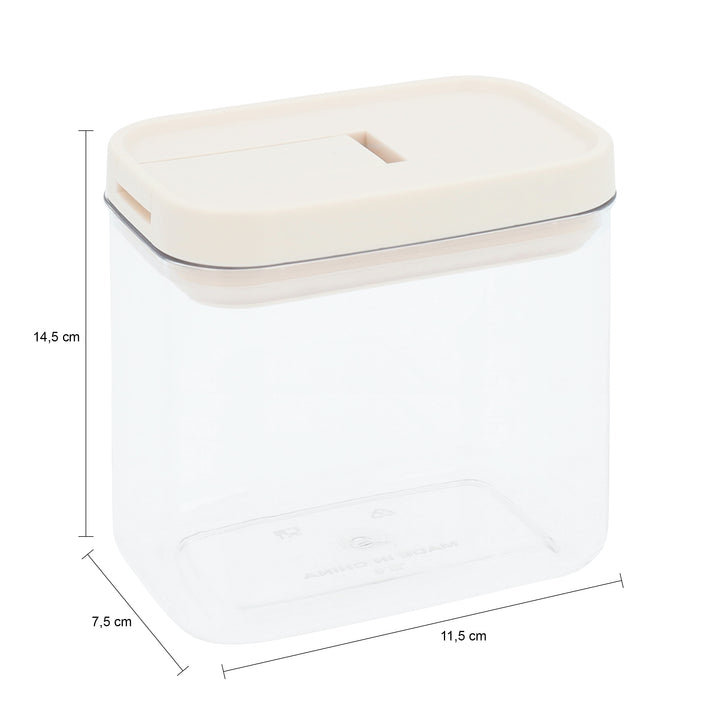 Krumble Voorraadpot rechthoek - set van 4 - 800 ML - Plastic  - Beige (1)
