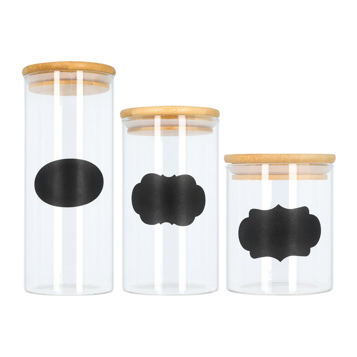 Krumble Voorraadpotten - Glas -  Set van 3 - Incl. 80 krijtstickers