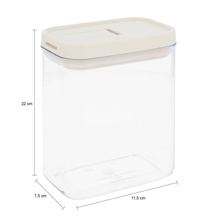 Krumble Voorraadpot rechthoek - set van 4 - 1300 ML - Plastic  - Beige (1)