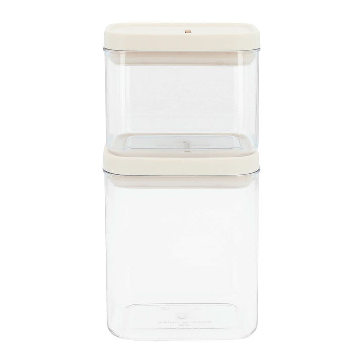 Krumble Voorraadpot rechthoek - set van 4 - 1300 ML - Plastic  - Beige (4)