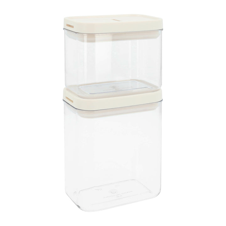 Krumble Voorraadpot rechthoek - set van 4 - 500 ML - Plastic  - Beige (3)