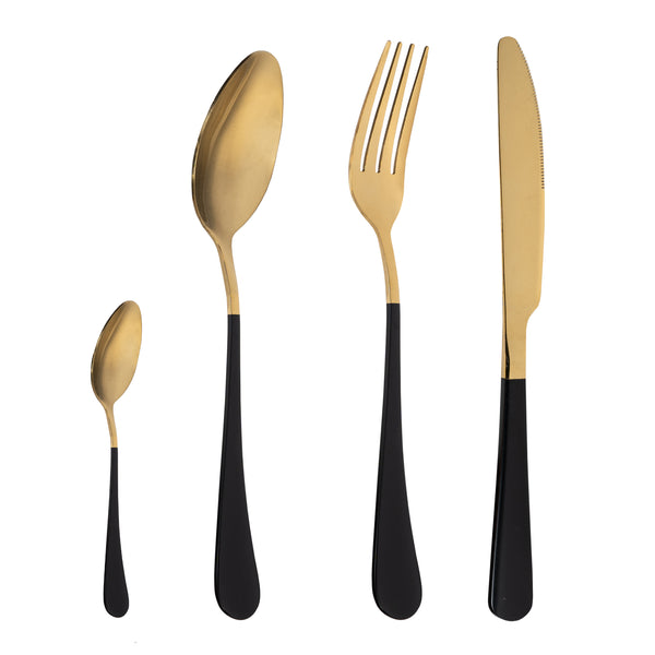 Krumble bestek set van 4 (plat) - Goud en zwart