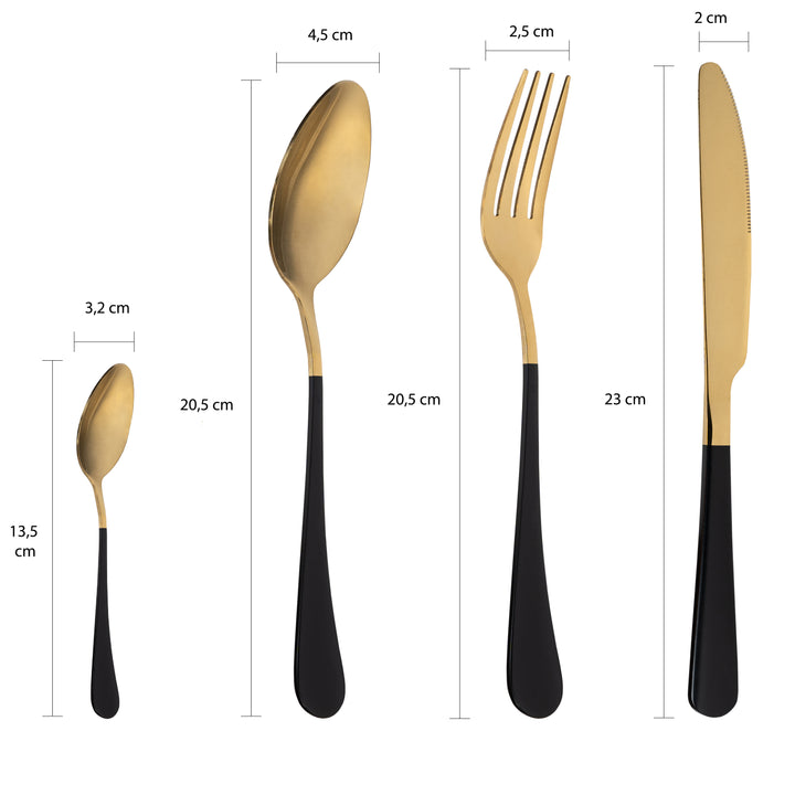 Krumble bestek set van 4 (plat) - Goud en zwart (1)