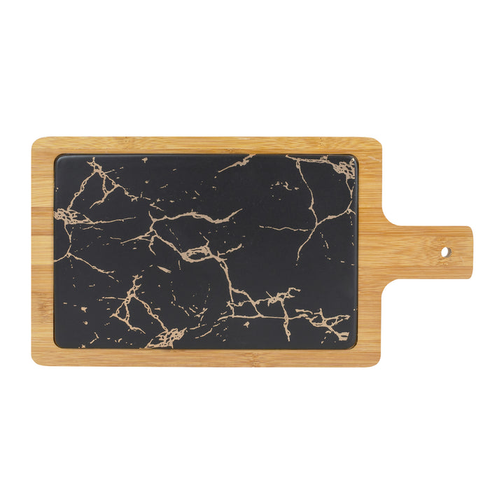 Krumble serveerplank - hout en marmer look - Zwart (3)