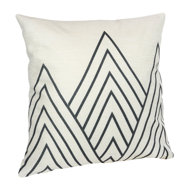 QUVIO Kussenhoes met driehoek patroon, 45 x 45cm - Zwart / beige