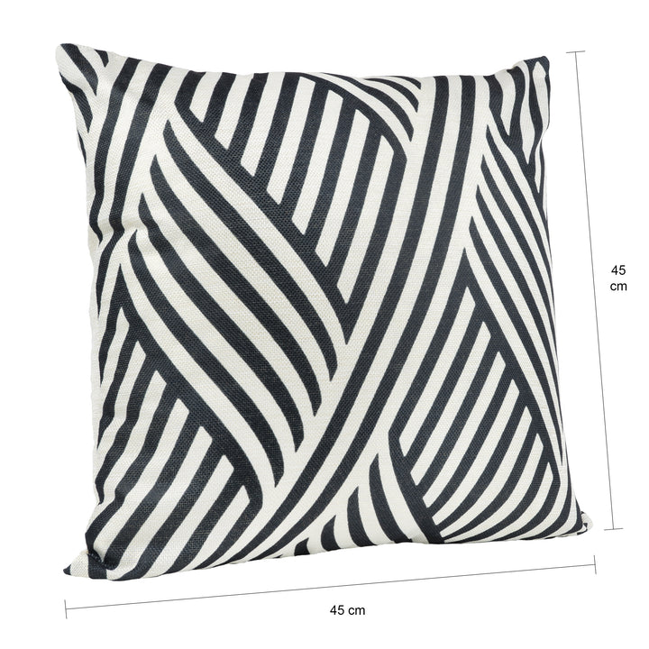 QUVIO Kussenhoes met golf patroon, 45 x 45cm - Zwart / beige (1)