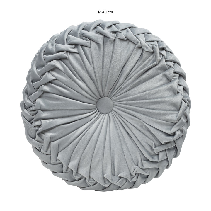 QUVIO Kussen rond - Fluweel - Grijs (2)
