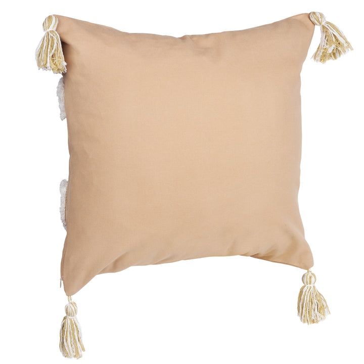 QUVIO Kussenhoes met ruit patroon en franjes, 45 x 45cm - Peach / beige (2)
