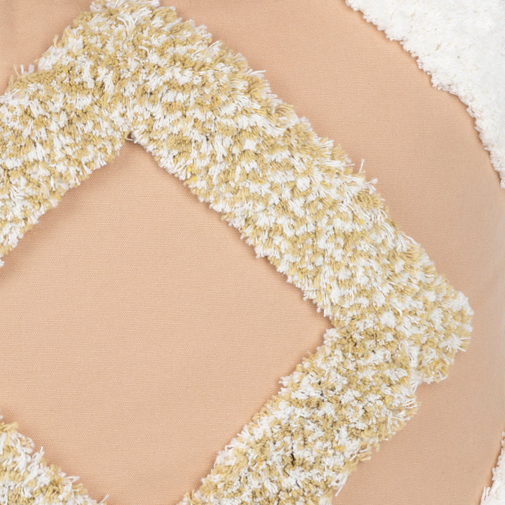 QUVIO Kussenhoes met ruit patroon en franjes, 45 x 45cm - Peach / beige (3)