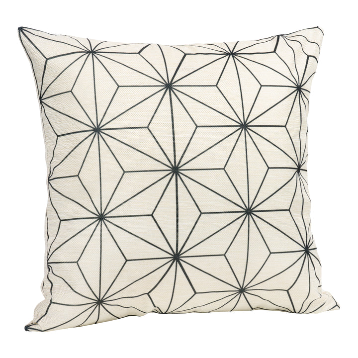 QUVIO Sierkussen gevuld met ster patroon - 45 x 45 cm - Zwart / Beige