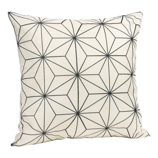 QUVIO Kussenhoes met ster patroon, 45 x 45cm - Zwart / beige