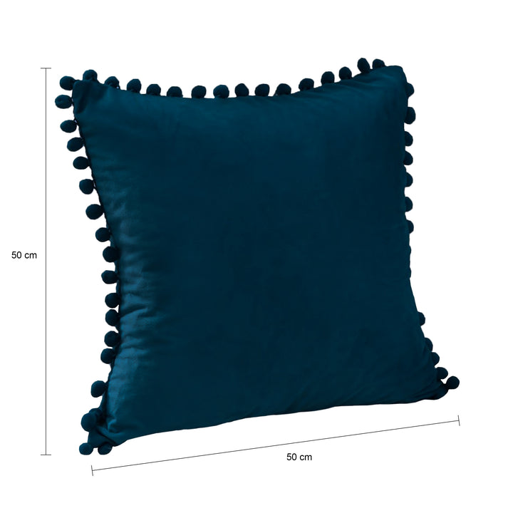 QUVIO Kussenhoes 50 x 50cm met bolletjes fluweel - Donkerblauw (1)