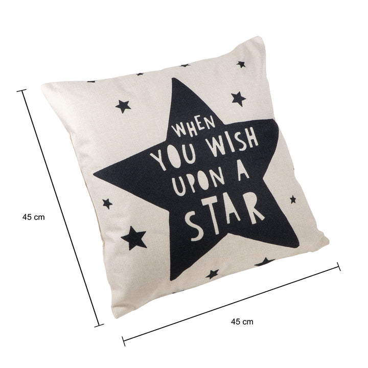 QUVIO Kussenhoes Ster 45x45cm - Crème en zwart (2)