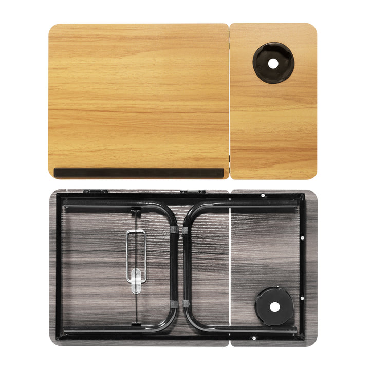 QUVIO Bedtafel met bekerhouder - Houtlook (5)