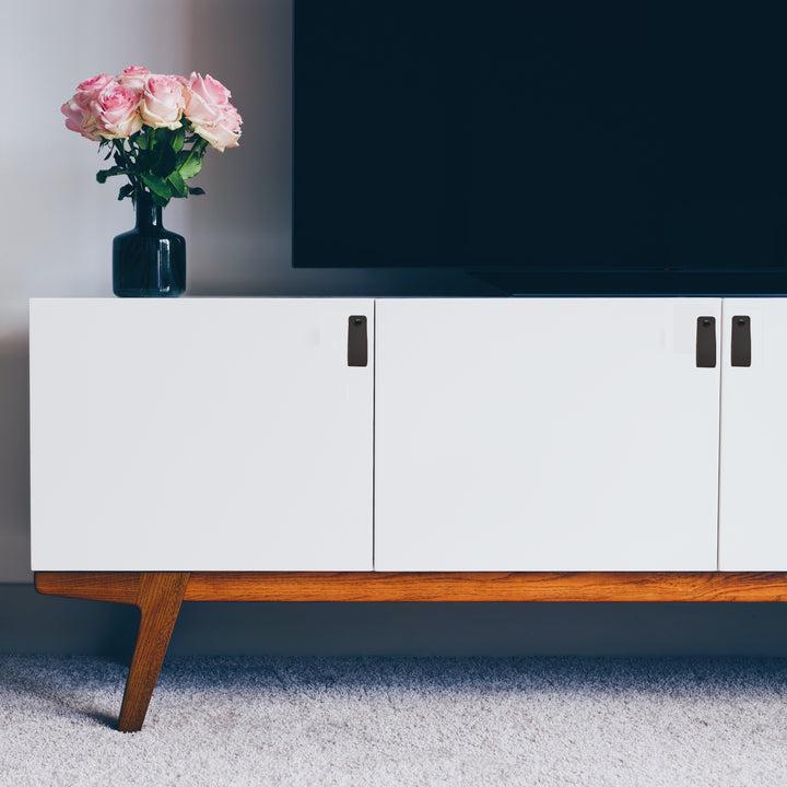 XIVADA Leren Handgreep Juqa - Boren - Leer - Zwart - Set van 6 (5)