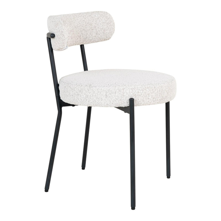QUVIO Eetkamerstoelen Leanne - Bouclé - Staal - Wit - Set van 2 (2)