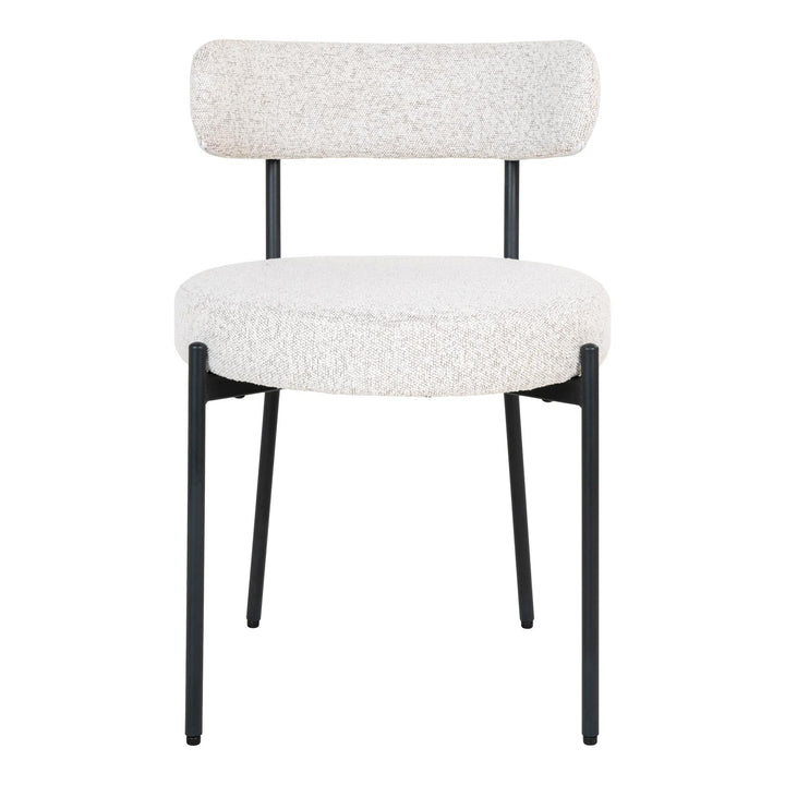 QUVIO Eetkamerstoelen Leanne - Bouclé - Staal - Wit - Set van 2 (3)