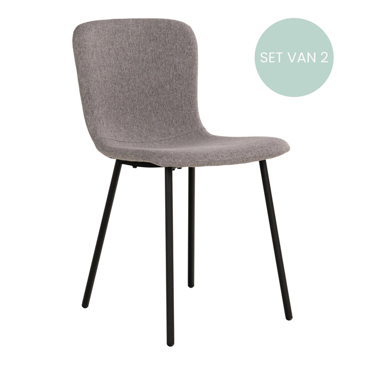 QUVIO Eetkamerstoelen Logan - Polyester - Staal - Lichtgrijs - Set van 2 (1)