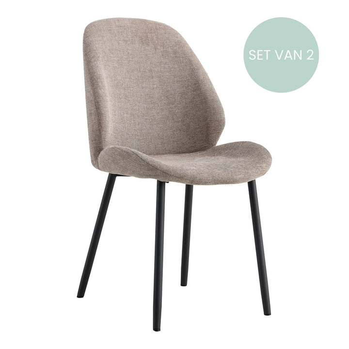 QUVIO Eetkamerstoelen Lola - Polyester - Staal - Grijs - Set van 2 (1)