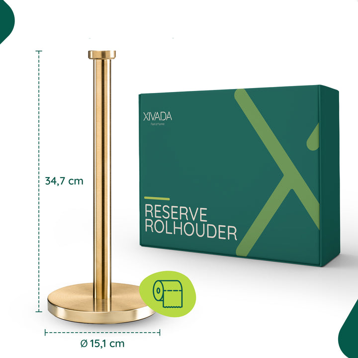 XIVADA Keukenrolhouder Lotis - Vrijstaand - Rvs - Goud (4)