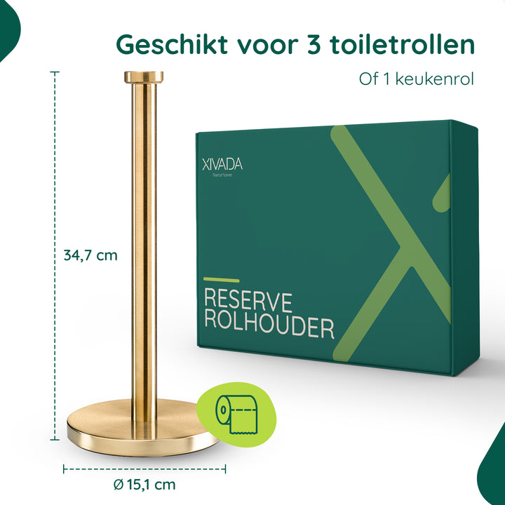 XIVADA Keukenrolhouder Lotis - Vrijstaand - Rvs - Goud (4)