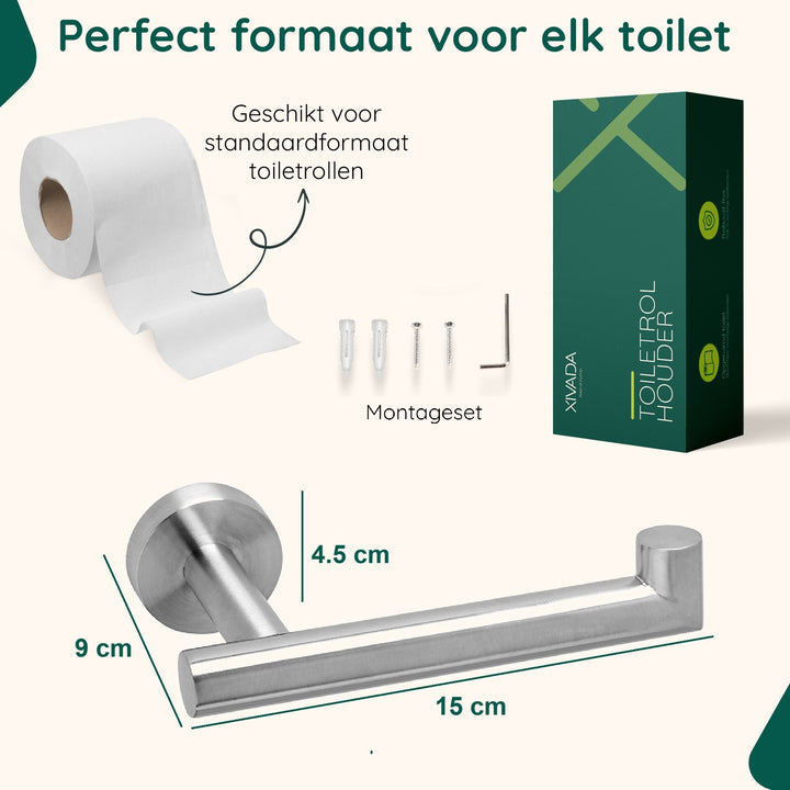 XIVADA Toiletrolhouder Mano - Inclusief schroefset - Rvs - Zilver (5)