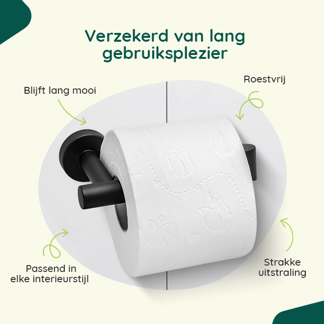 XIVADA Toiletrolhouder Mano - Inclusief schroefset - Rvs - Zwart (3)