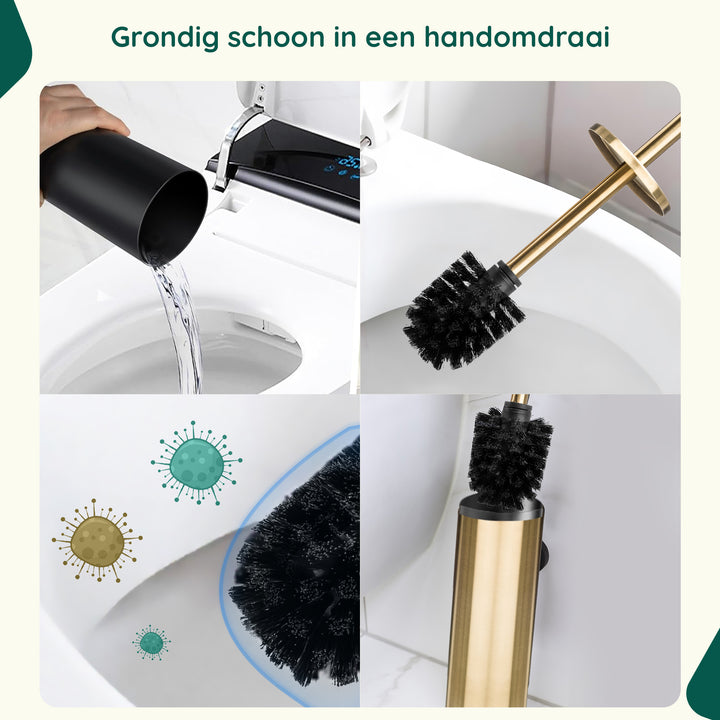 XIVADA Toiletborstel Mura - Met houder - Boren - Rvs - Goud (5)