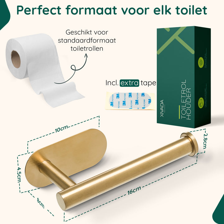XIVADA Toiletrolhouder Nino - Rvs - Zelfklevend - Goud (10)