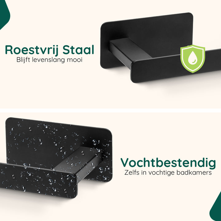 XIVADA WC rolhouder Nova - Zelfklevend - RVS - Plakstrip - Zwart (4)