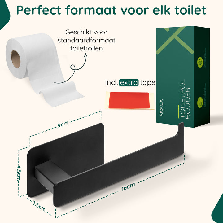 XIVADA WC rolhouder Nova - Zelfklevend - RVS - Plakstrip - Zwart (8)