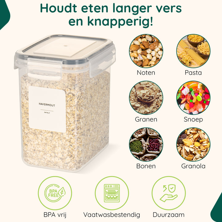 XIVADA Voorraadpotten Nena - Transparant - Met stickers - 16 stuks (1)