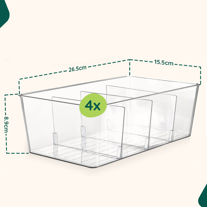 XIVADA Koelkast Organizer Caro - Met dividers - PET - Set van 4 (7)