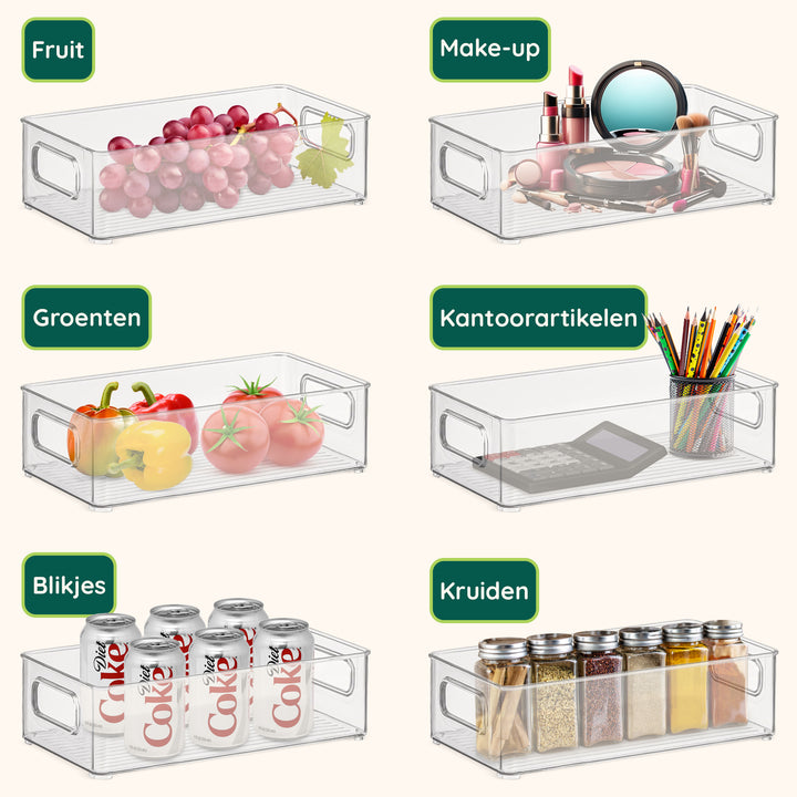 XIVADA Koelkast Organizer Tava - Transparant - PET - Set van 4 (5)