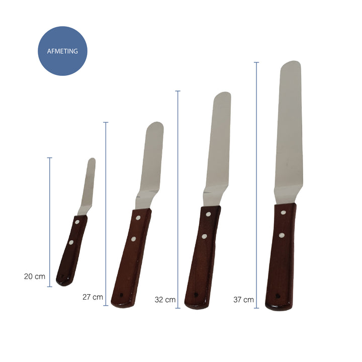 Krumble paletmes / glaceermes spatel set van 4 RVS met houten handvat (1)
