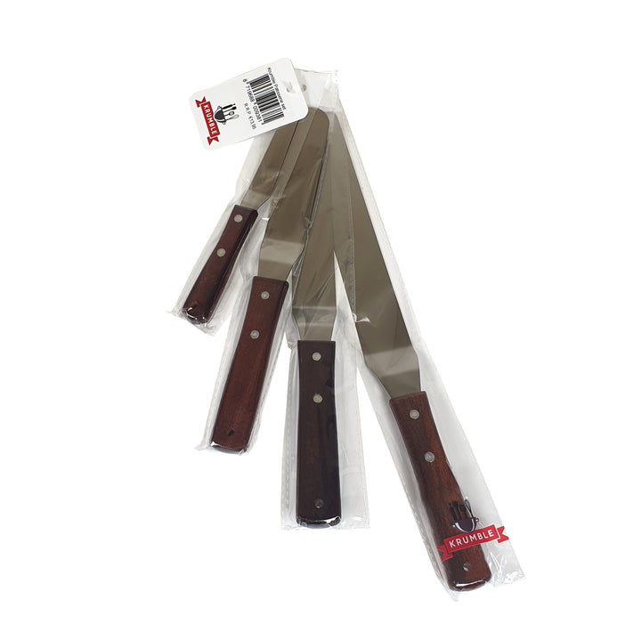 Krumble paletmes / glaceermes spatel set van 4 RVS met houten handvat (5)