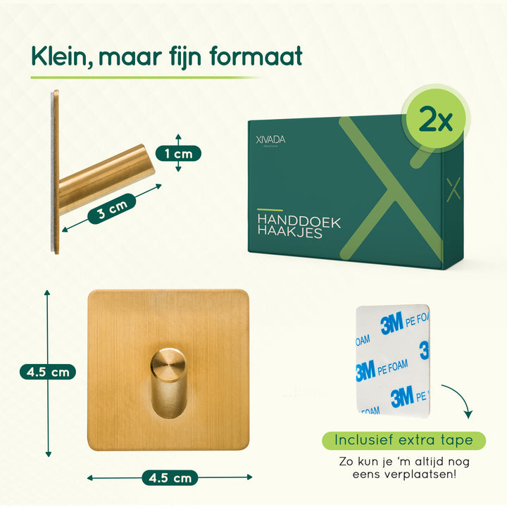 XIVADA Handdoekhaak Paza - Rvs - 3M Tape - Goud - Set van 2 (7)