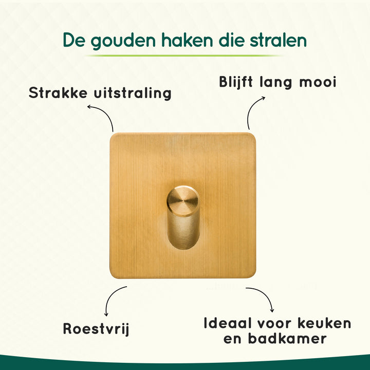 XIVADA Handdoekhaak Paza - Rvs - 3M Tape - Goud - Set van 2 (3)