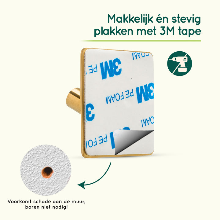 XIVADA Handdoekhaak Paza - Rvs - 3M Tape - Goud - Set van 2 (4)