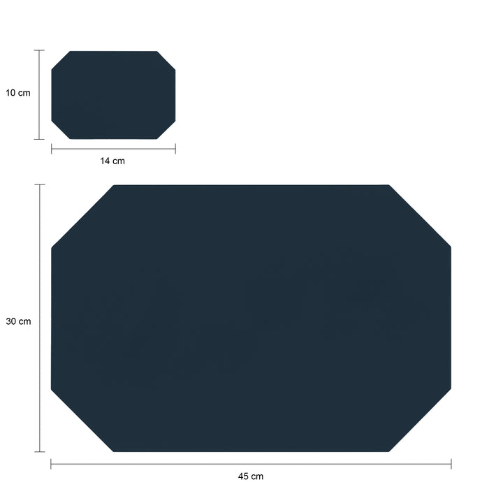 Krumble Placemat achthoekig + onderzetter - PU Leder - Blauw (2)