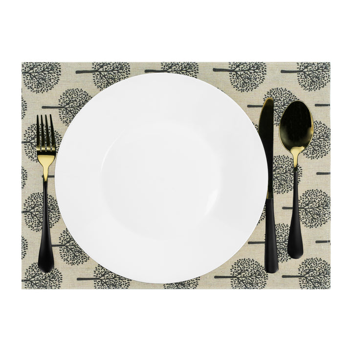 Krumble Placemat met boom patroon - 30 x 40 cm - Katoen - Beige (2)