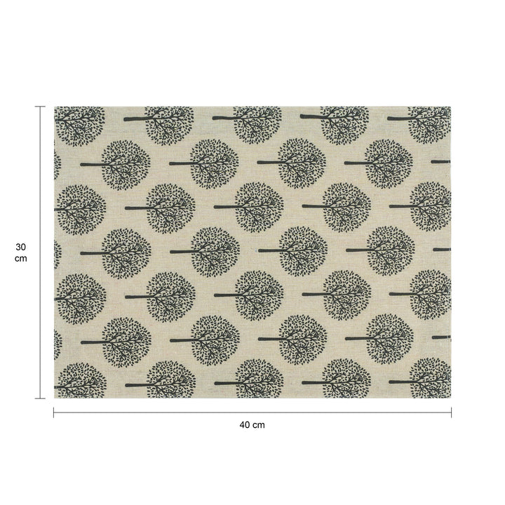 Krumble Placemat met boom patroon - 30 x 40 cm - Katoen - Beige (1)