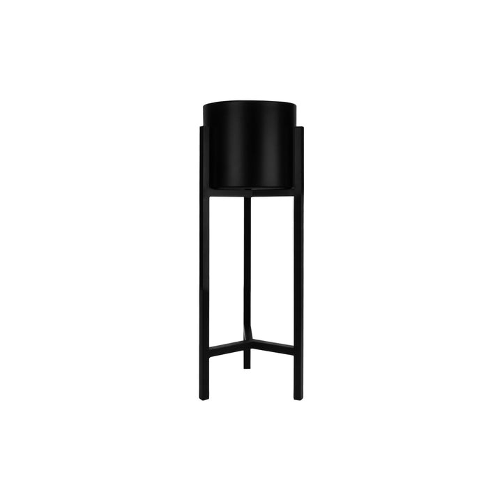QUVIO Plantenstandaard inclusief pot - 22 x 22 x 60 cm - Metaal - Zwart - S (2)