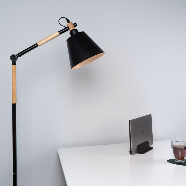 QUVIO Vloerlamp ronde lampenkap zwart - QUV5038L-BLACK (3)