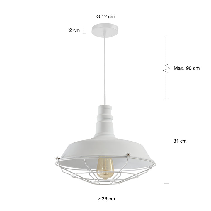 QUVIO Hanglamp staal met rooster wit - QUV5049L-WHITE (2)