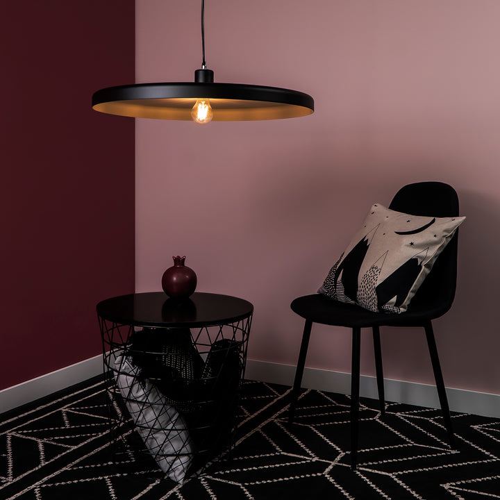 QUVIO Hanglamp rond zwart met witte binnenkant - QUV5073L-BLACK/WHITE (5)